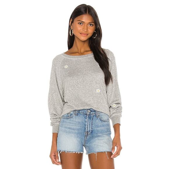 Rails Theo Sweatshirt Melange Grey Daisy Embroidery - XS - Picture 1 of 5